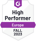 G2 award badge of European high performer CRM Autumn 2023