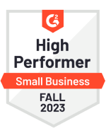 G2 award badge of small business high performer CRM