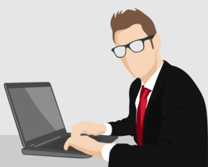 Illustration of a salesperson on their laptop