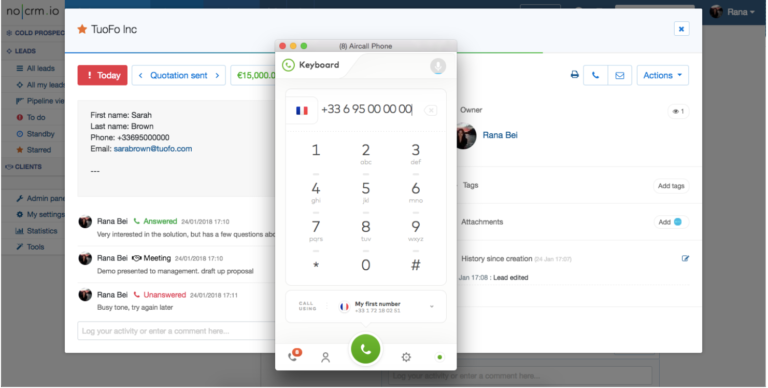 integration voip dans nocrm