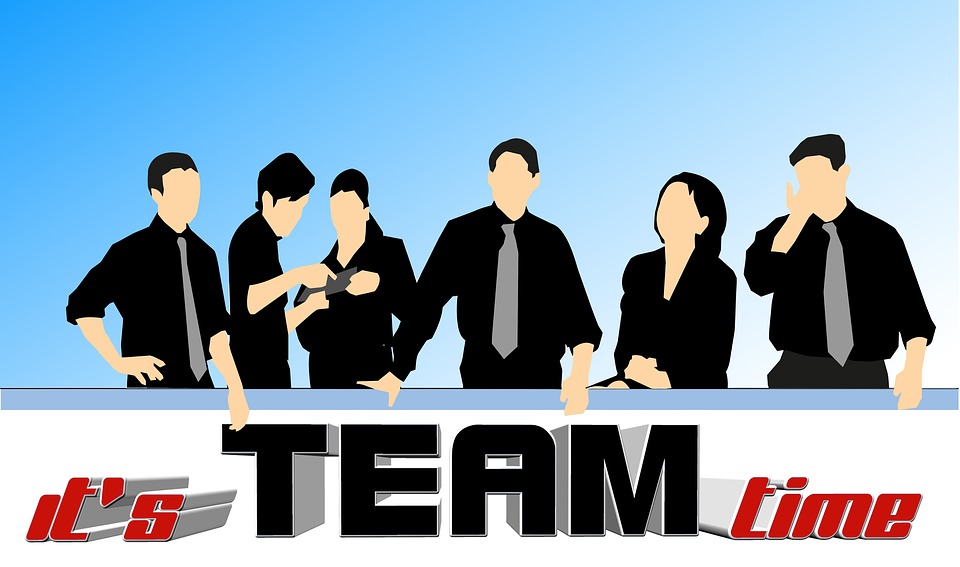 Illustration of a sales team working together