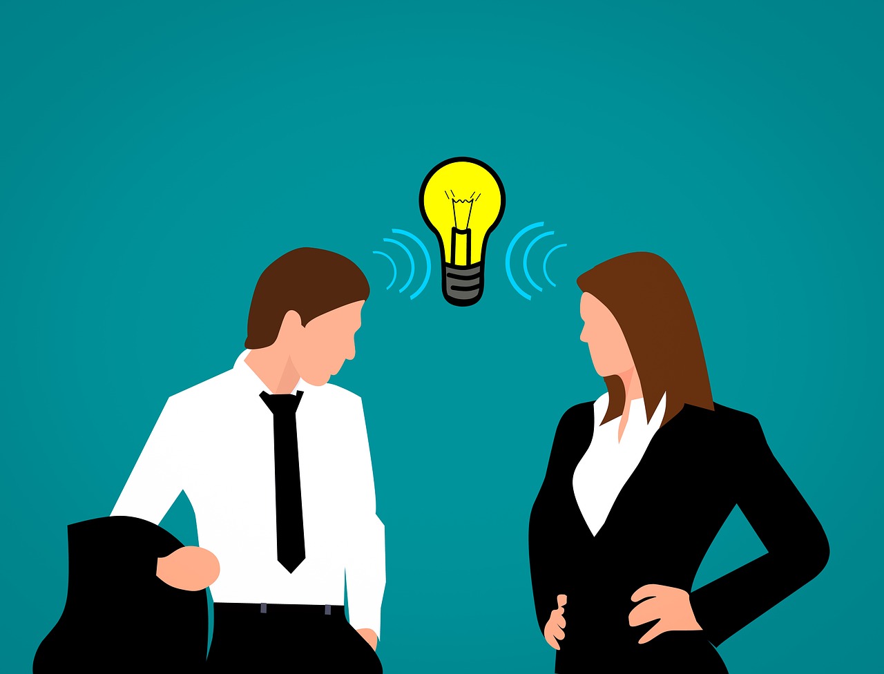 Illustration of two salespeople thinking