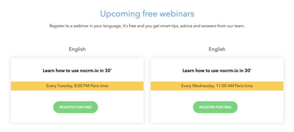 Upcoming free Webinars