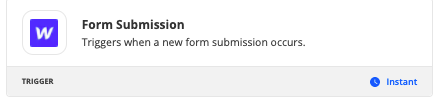Webflow form submissions trigger Zapier