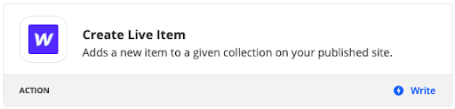 Webflow_create_live_item_Zapier_action