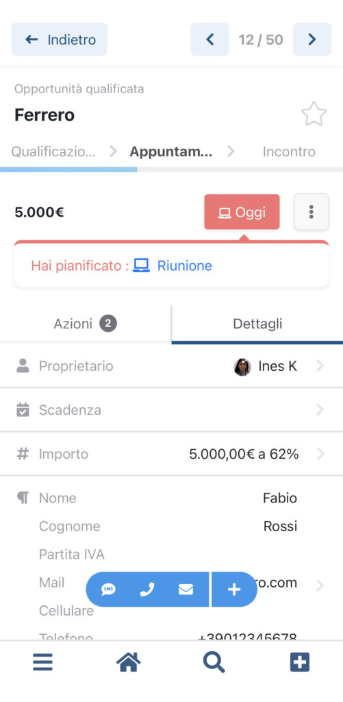 Opportunità 'Da Fare' nell'app mobile di noCRM.io