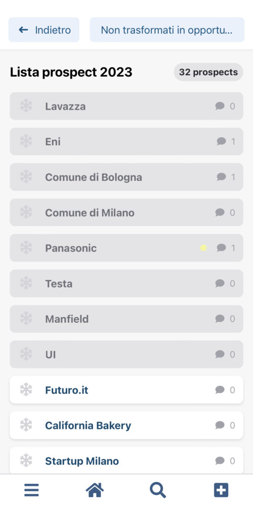 Prospect nell'app mobile di noCRM.io