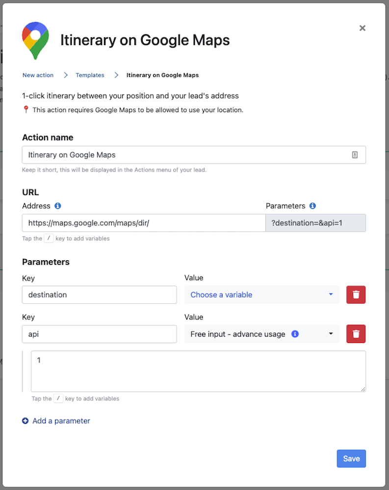 Finding sales itinerary with Google Maps and noCRM