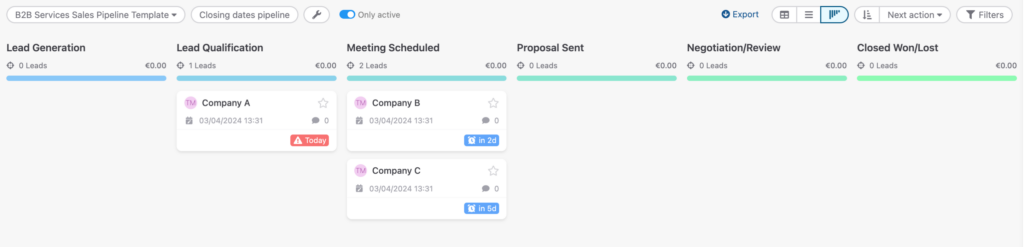 B2B Services Sales Pipeline Template