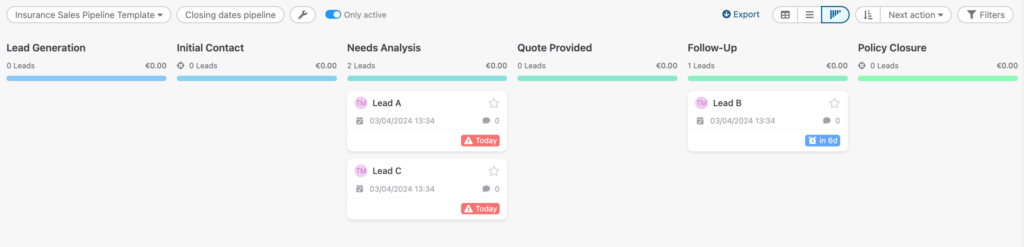 Insurance Sales Pipeline Template