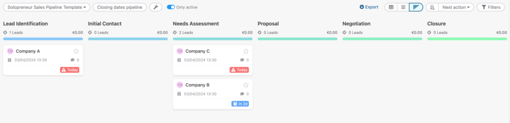 Solopreneur Sales Pipeline Template