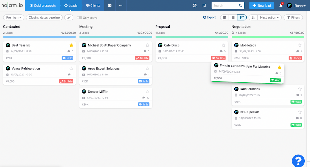 moving a lead through a pipeline