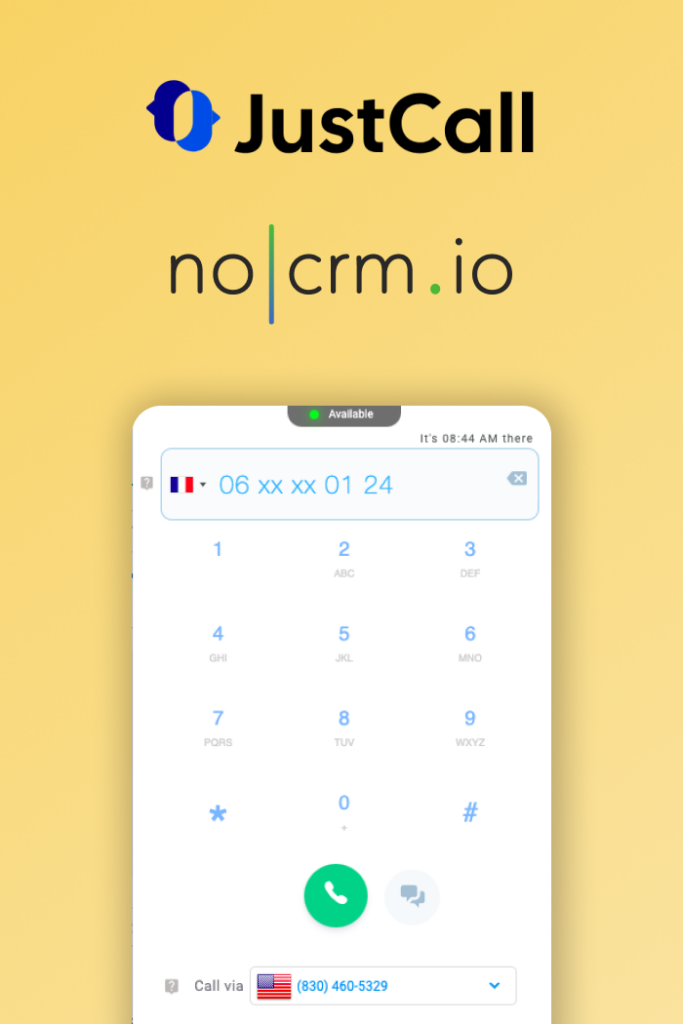 justcall noCRM integration