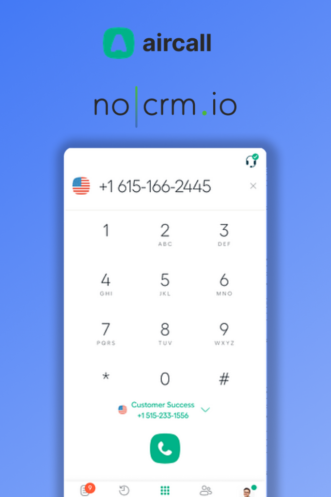 aircall noCRM integration