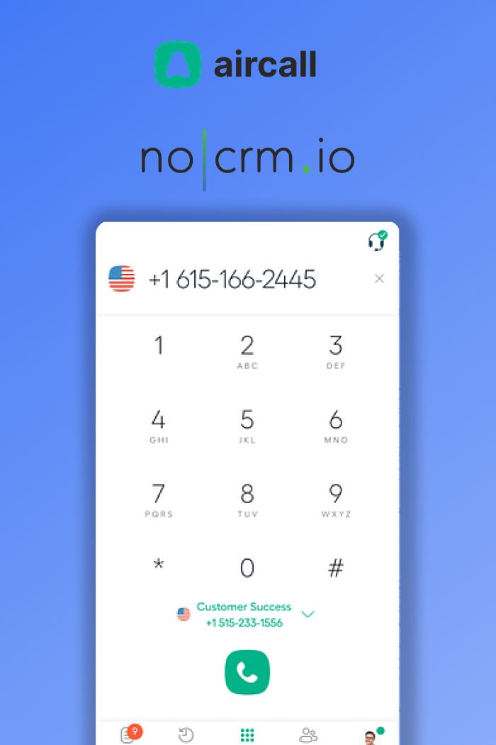 aircall noCRM integration