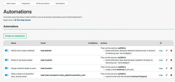 nocrm automations
